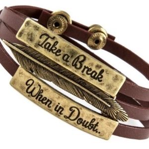 Take a break when in doubt Faux Leather bracelet